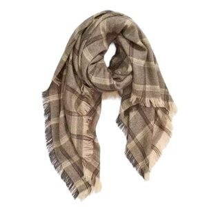 NEW Madewell Peach Cream Denvale Plaid Blanket Scarf